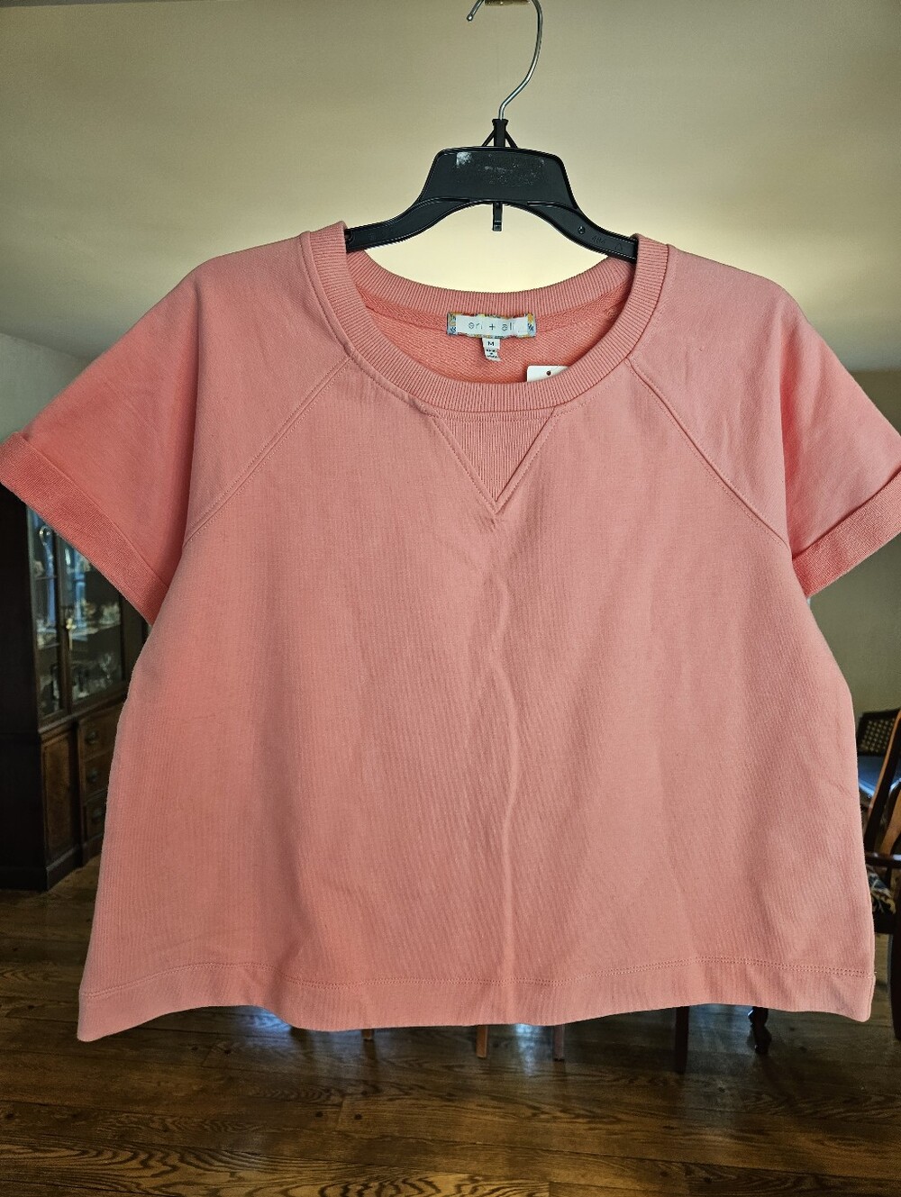 Anthropologie Short-Sleeve Sweatershirt/Tee in Coral Pink